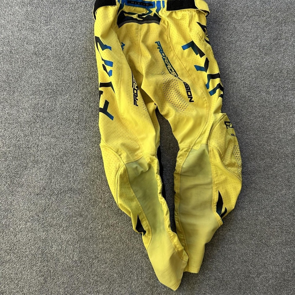 FXR Helium MX Pants Mens 32 Yellow Motocross Racing Leather Knee Ventilated
